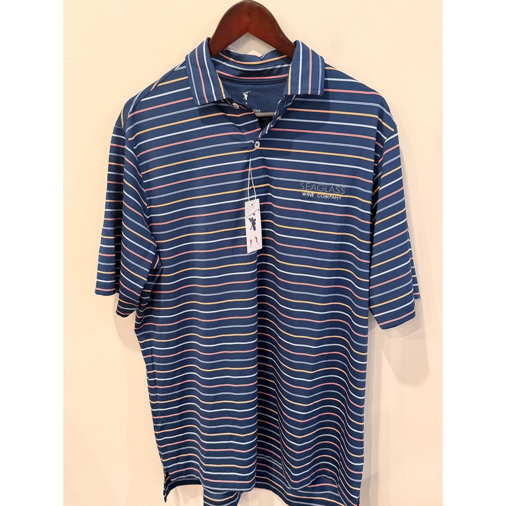Fairway & Greene Jaguar Stripe Jersey Polo Benz Blue XL NWT Seaglass USA Golf